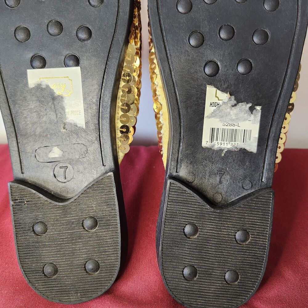 Vintage Easy USA Sequin Beads Mule Slides Y2K Satin Slippers Sz 7 NIB - Picture 7 of 11